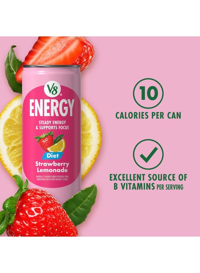 V8 +Energy Diet Strawberry Lemonade Juice Energy Drink, 8 fl oz Can (6 Pack) - Image 4
