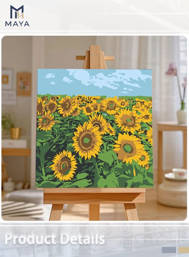 مايا مجموعة الرسم بالأرقام بإطار للمبتدئين، زهور أكريليك (20x20 سم، مع حامل) - Image 2