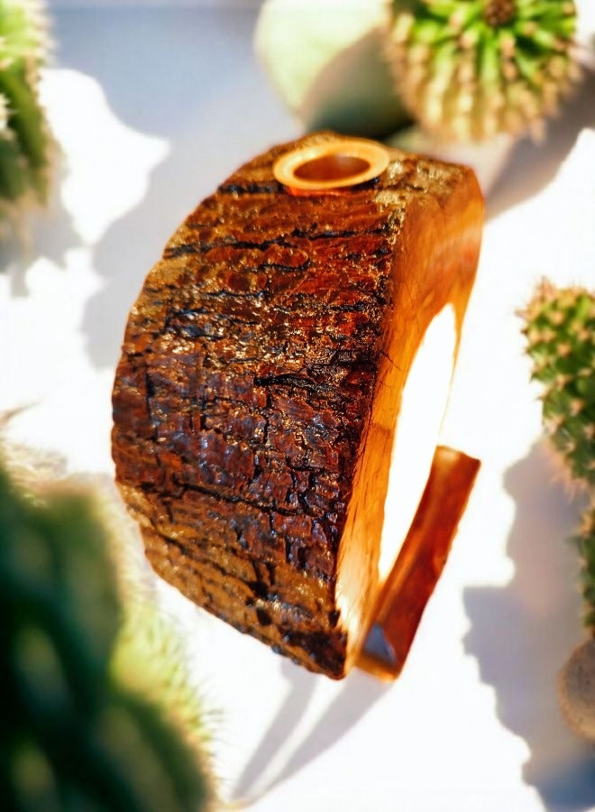 Olive Wood and Crystal Salt Lampshade