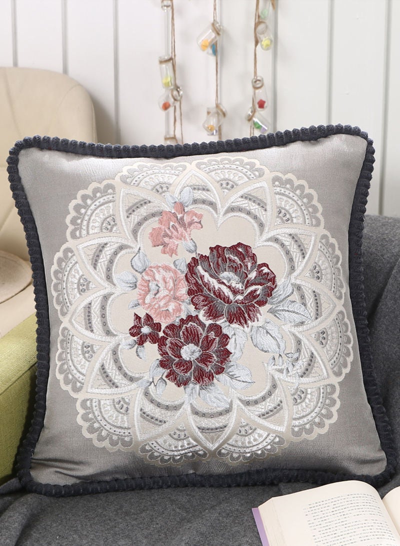 HAPPY MOOD Jacquard Throw Pillow Cover Flower Decorative Pillowcase Square Cushion Cover for Couch Sofa - Image 1