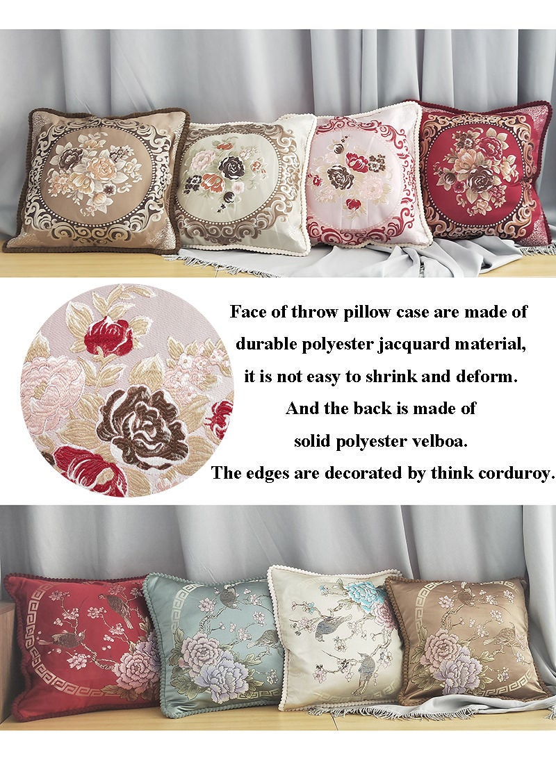 HAPPY MOOD Jacquard Throw Pillow Cover Flower Decorative Pillowcase Square Cushion Cover for Couch Sofa - Image 3