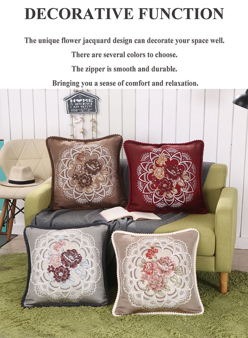 HAPPY MOOD Jacquard Throw Pillow Cover Flower Decorative Pillowcase Square Cushion Cover for Couch Sofa - Image 2