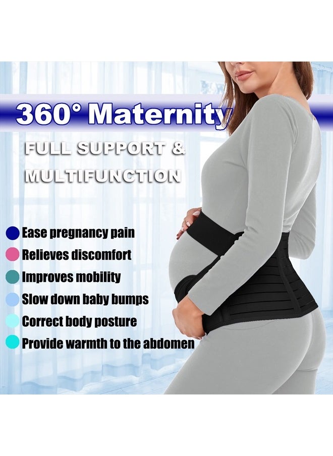 Chongerfei Maternity Belt, Pregnancy 3 in 1 Support Belt for Back/Pelvic/Hip Pain, Maternity Band Belly Support for Pregnancy Belly Support Band (L: Fit Ab 39.5"-51.3", Black)  - Image 2
