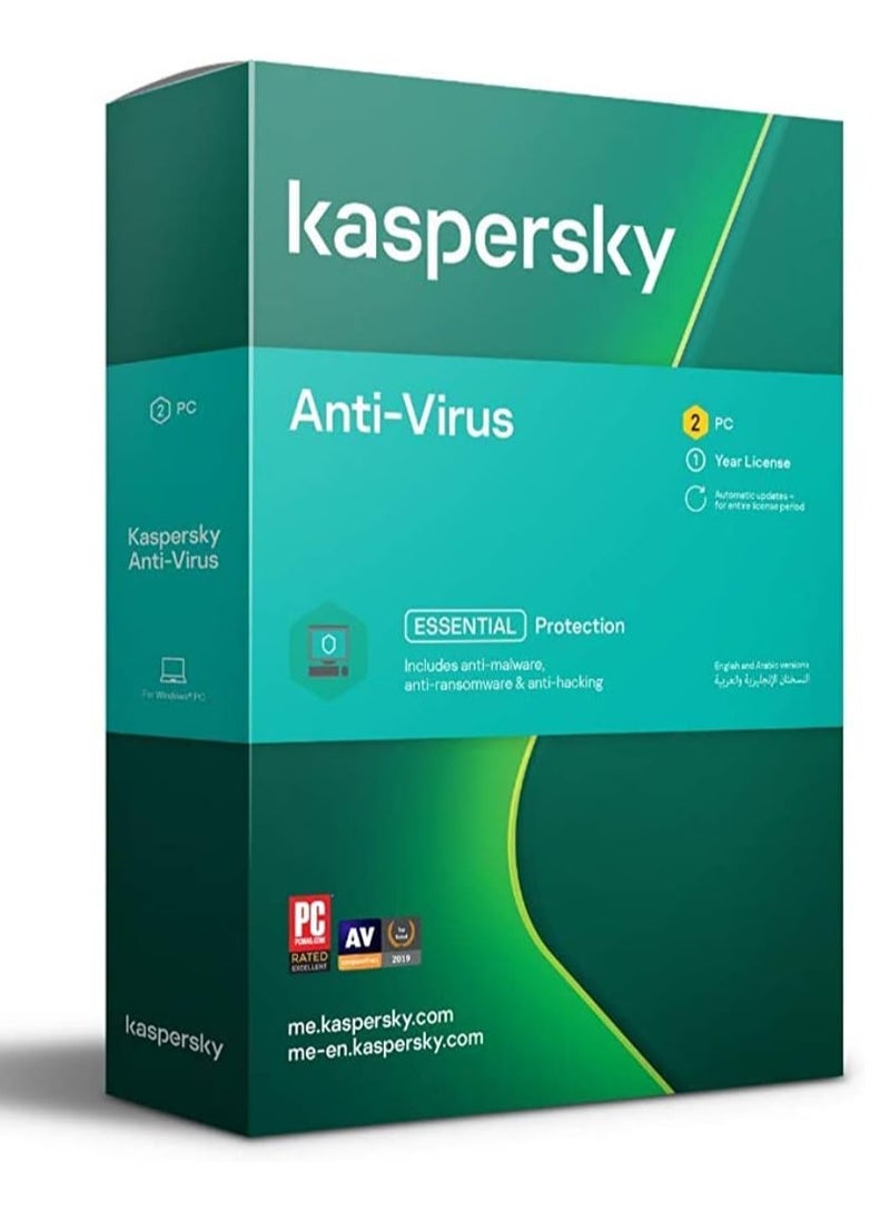 Kaspersky ANTIVIRUS 1 YEAR PROTECTION FOR 2 USERS AUTHENTIC MIDDLE EAST VERSION  - Image 1