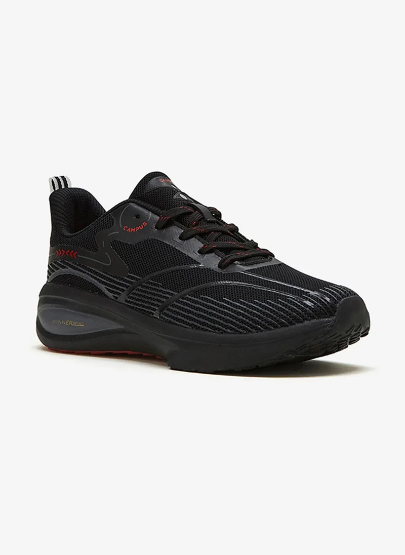 كامبس Men Glitch Memory Foam Lace-Up Running Shoes-Black