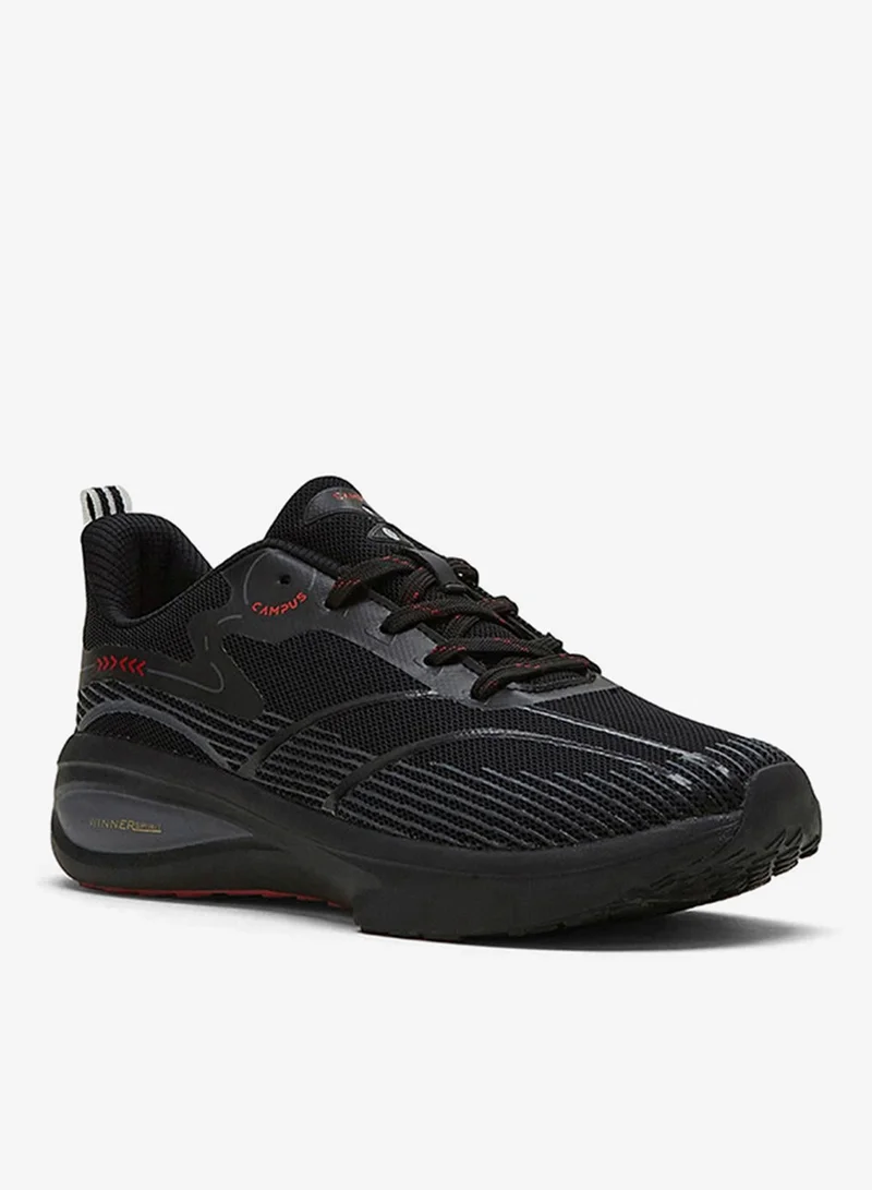 Campus Men Glitch Memory Foam Lace-Up Running Shoes-Black