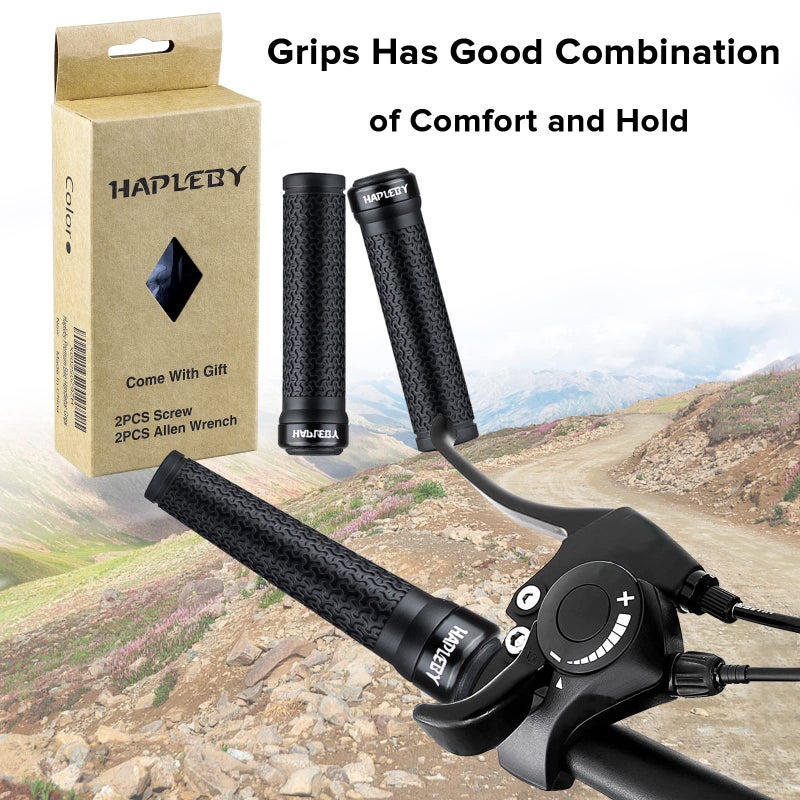 Hapleby Premium Bike Handlebar Grips, Single Lock-on Professional Mountain Bicycle Handlebar Locking Grips with Anti-Slip, 2PCS Screw and 2PCS Allen Wrench for Free - Image 5