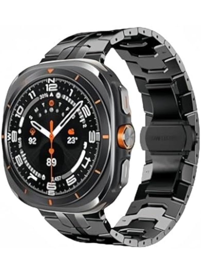 Compatible with 2024 Samsung Galaxy Watch 7 Ultra Band 47mm, Robust Men Stainless Steel Replacement Link Metal Bracelet - Image 1