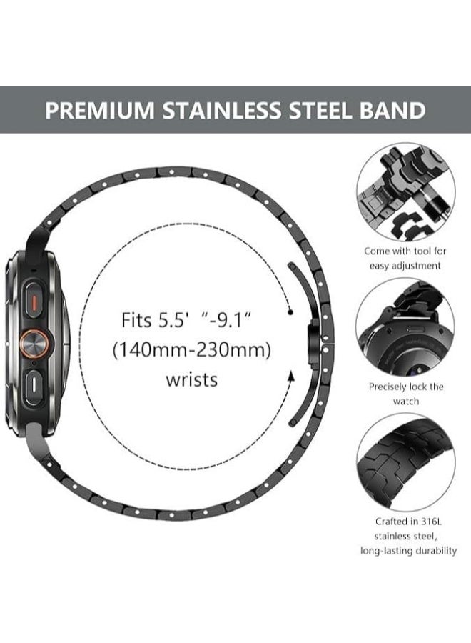 Compatible with 2024 Samsung Galaxy Watch 7 Ultra Band 47mm, Robust Men Stainless Steel Replacement Link Metal Bracelet - Image 4