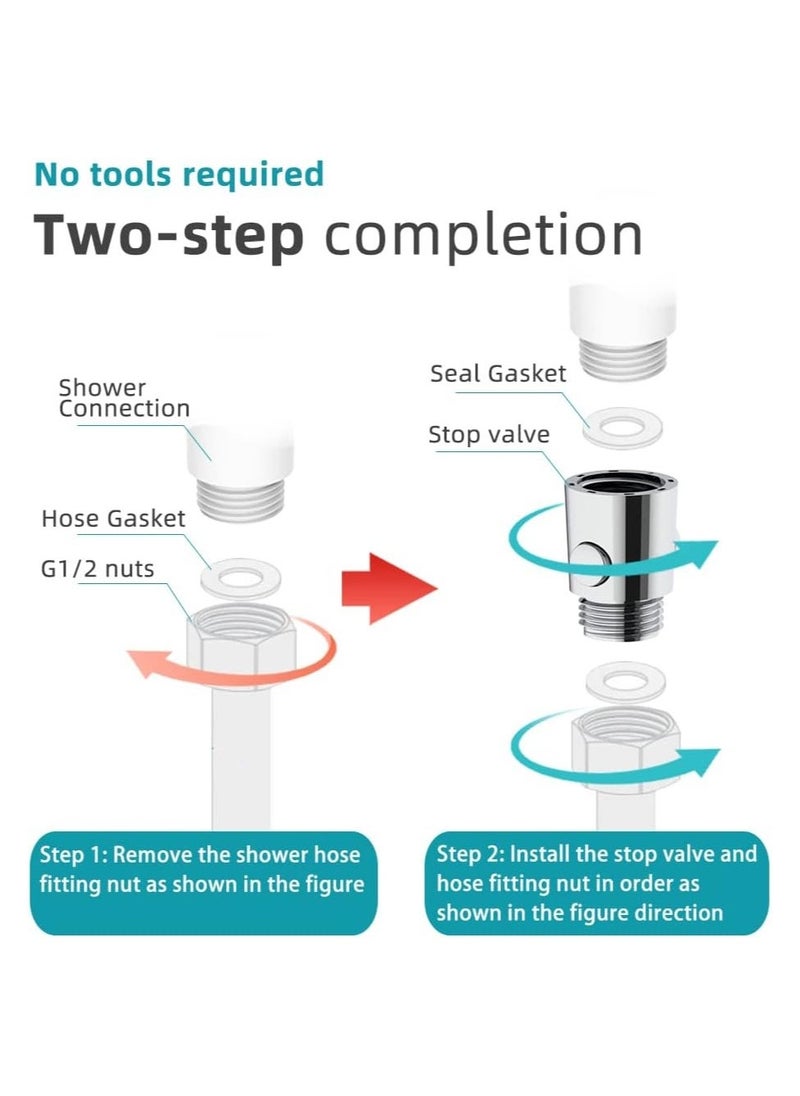 Generic Shower Head Shut Off Valve Button Type Shower Water Flow Control Valve with G1/2 Universal Size for Bathroom Shower Arm and Hose or Bidet Sprayer  - Image 5