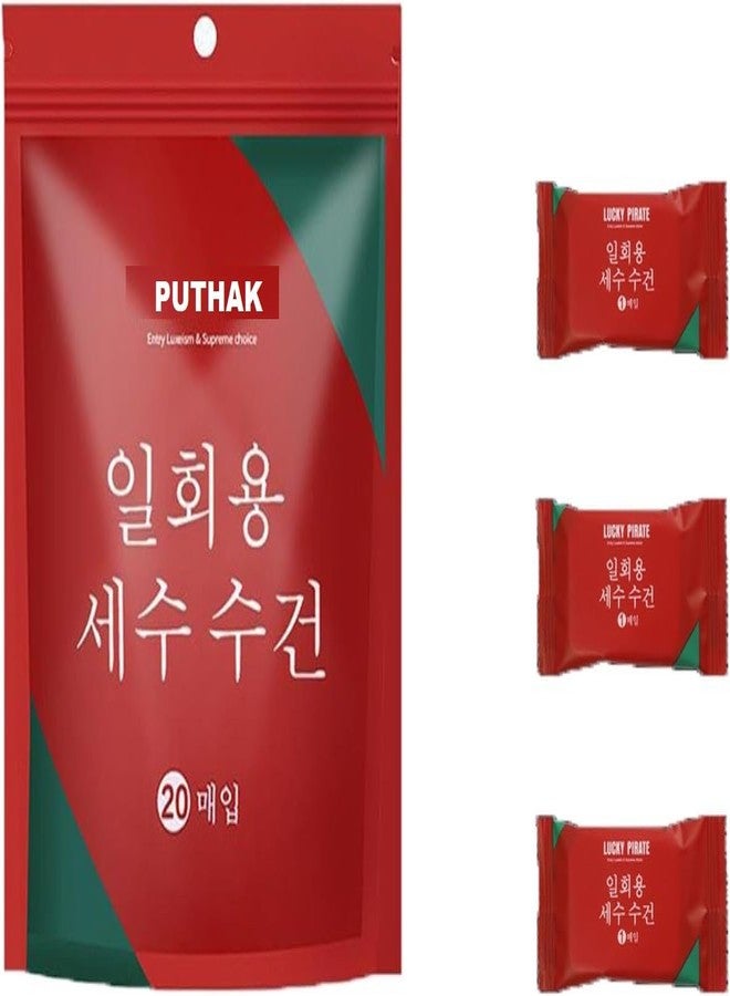 PUTHAK 20 PCS Mini Compressed Cotton Towel Tablets, Disposable Reusable Face Wipes, Hypoallergenic, Biodegradable - Image 1