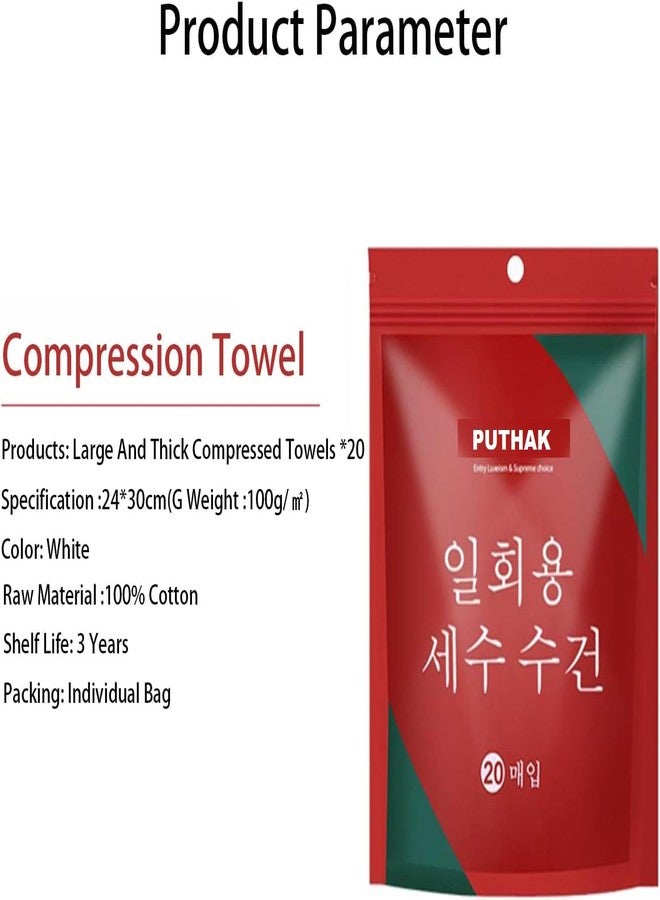 PUTHAK 20 PCS Mini Compressed Cotton Towel Tablets, Disposable Reusable Face Wipes, Hypoallergenic, Biodegradable - Image 2