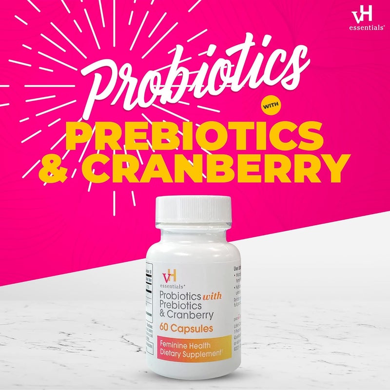 vH Essentials Probiotics for Women with Prebiotics Cranberry  Vitamin C  60 Capsules 30 Day Supply  Vaginal Probiotics Support Gut Balance Vaginal Health  Urinary Tract Health for Women - Image 2
