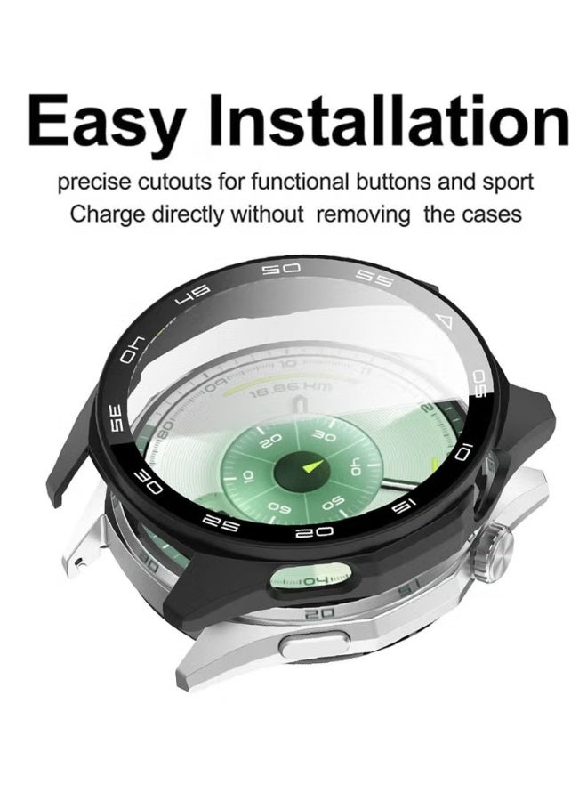 Case for Huawei Watch GT6 46mm Hard PC Case with Tempered Glass Screen Protector with Bumper Guard Protective Cover For Huawei GT 6 46mm (Black) - Image 5