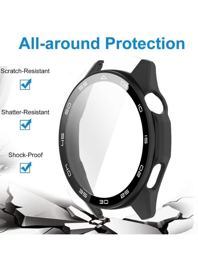 Case for Huawei Watch GT6 46mm Hard PC Case with Tempered Glass Screen Protector with Bumper Guard Protective Cover For Huawei GT 6 46mm (Black) - Image 3