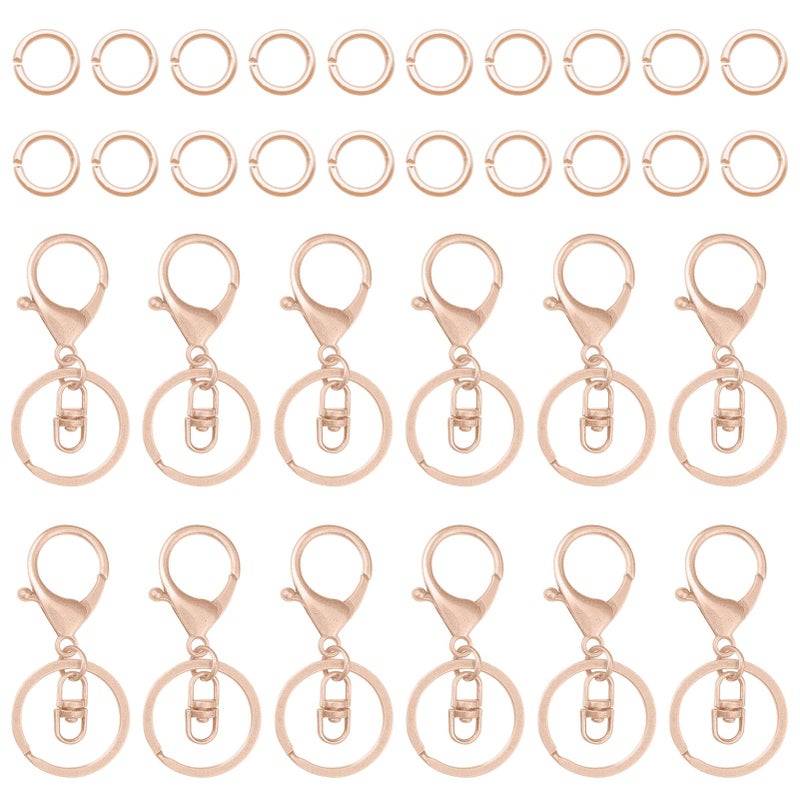 Oubaka 30Pcs Lobster Claw Clasps Keychain for Jewelry MakingLobster Clasp Swivel Trigger Clips with Swivel Clasps Hook Clips Flat Split Keychain Ring 100Pcs Open Jump Ring for DIY Craft Jewelry Making