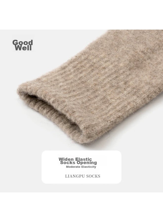Liangpu Socks, 95% Wool, Healthy Non-dyed, Thickened, Warm, Natural Color Wool Socks, Women's Style, 3 Pairs Pack, One Size Fits All - Image 4