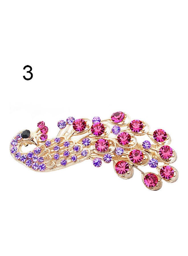 نيبمينينت دبوس شعر مرصع بأحجار الراين اللامعة بتَصميم طاووس أنيق متعدد الألوان