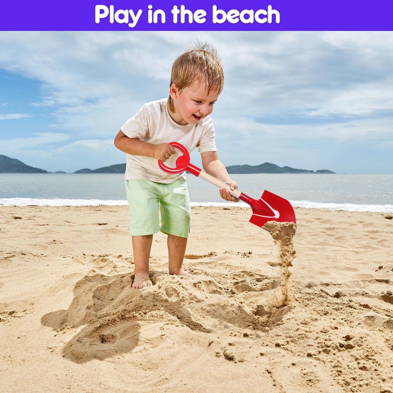 Dsmile 3 Pcs Beach Shovel Toy for Kids Digging 16" Long Metal Sand Shovel Sandbox,Sturdy Wooden Handle Metal Spade for Boy Girl, Travel Beach Toy Summer Fun Birthday - Image 5