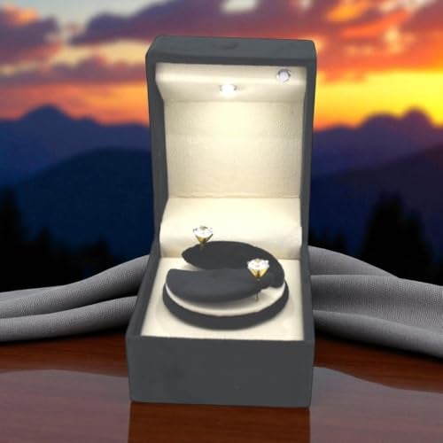 Moon Jewellery Box with LED Light & Rotating Base for Tops or Earing Earring (Black Velvet) - Image 4