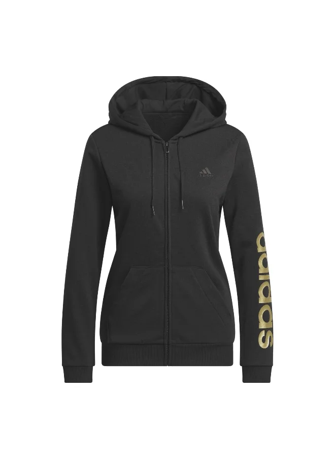 Adidas Adidas W Lin Ft Fz Hd Black Training Track Tops For Women Xs