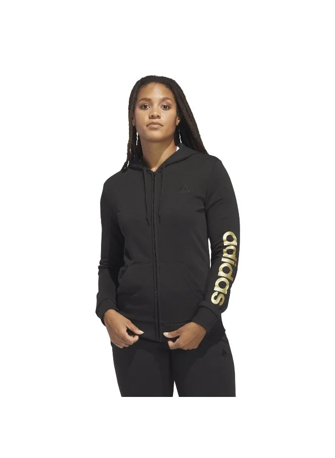 adidas Originals Adidas W Lin Ft Fz Hd Black Training Track Tops For Women Xs