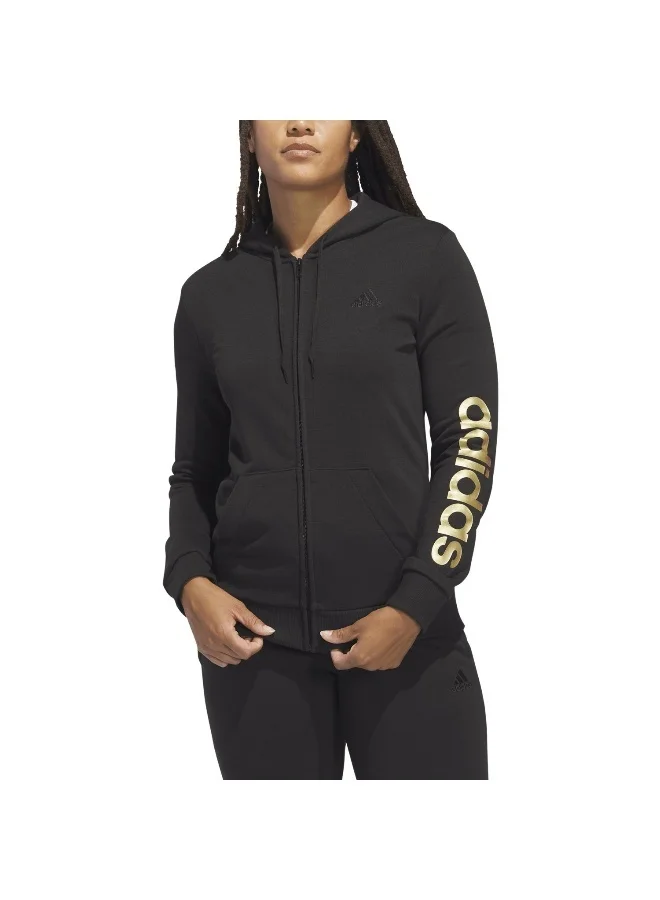 adidas Originals Adidas W Lin Ft Fz Hd Black Training Track Tops For Women Xs