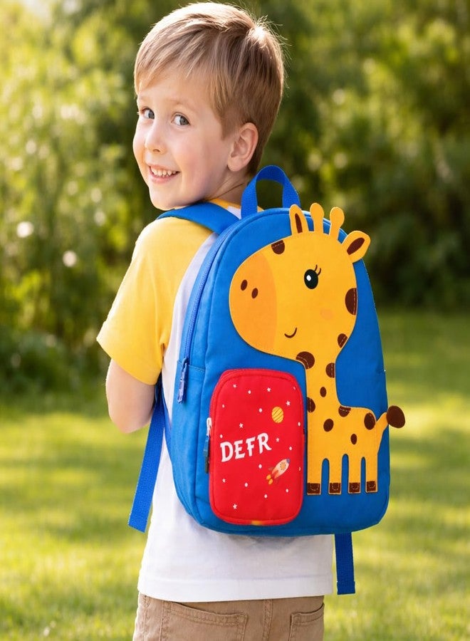 Skoolster Cute Dinosaur Kids School Backpack | Lightweight Cartoon School Bag for Boys & Girls | Premium Zipper, Adjustable Straps & Spacious Front Pocket | school &Return Gifts (Giraffe, Blue) - Image 5