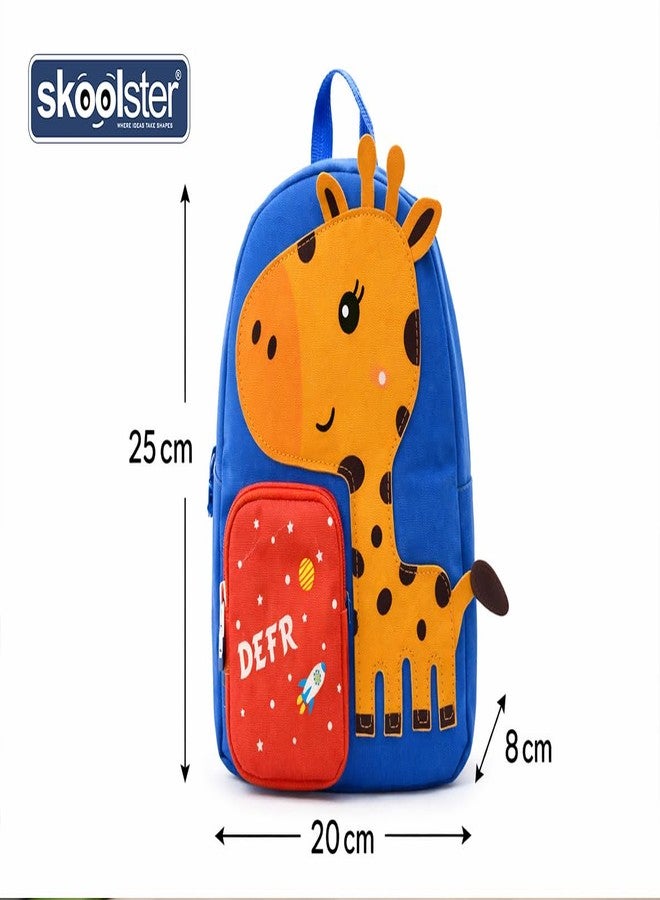 Skoolster Cute Dinosaur Kids School Backpack | Lightweight Cartoon School Bag for Boys & Girls | Premium Zipper, Adjustable Straps & Spacious Front Pocket | school &Return Gifts (Giraffe, Blue) - Image 2