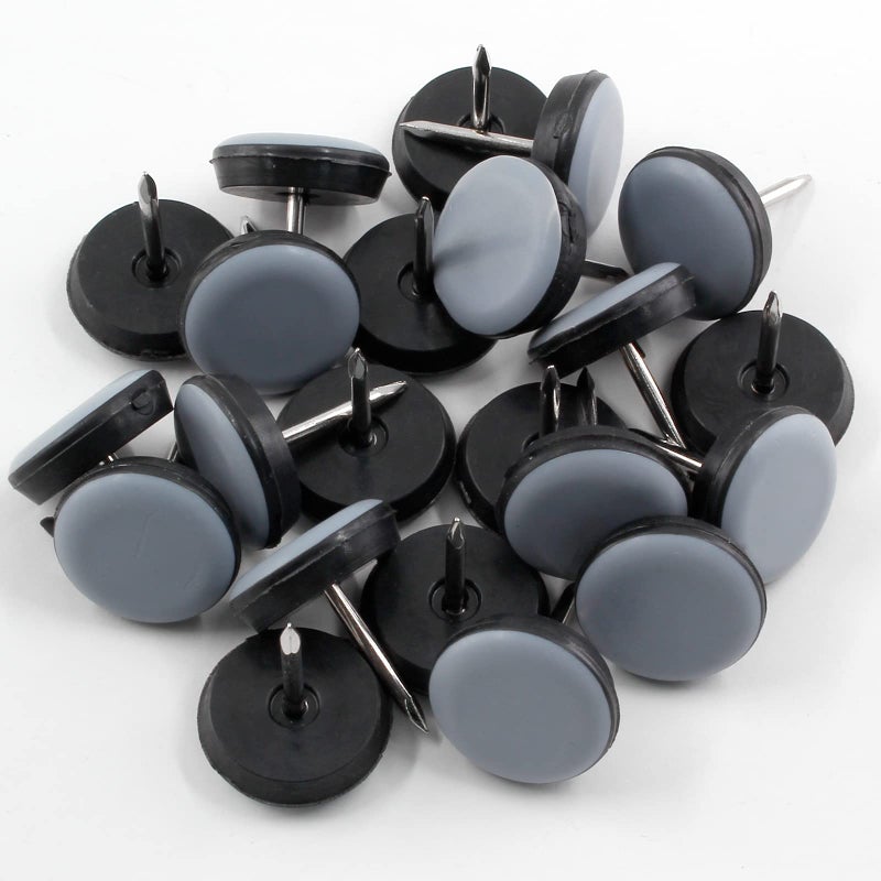 Suiwotin 24pcs 34 19mm Nail on Furniture Sliders Round Teflon Chair Leg Gliders Furniture Feet Glides Furniture Movers Slides Floor Protectors for Carpet Hardwood Floor Grey Black