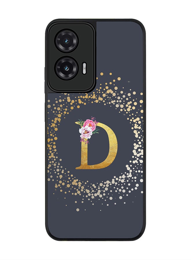 Stylizedd For Motorola Moto G35 Case,Slim fit Camera Protection, Shockproof Thin Phone cover  - Custom Monogram Floral - D  (Grey )