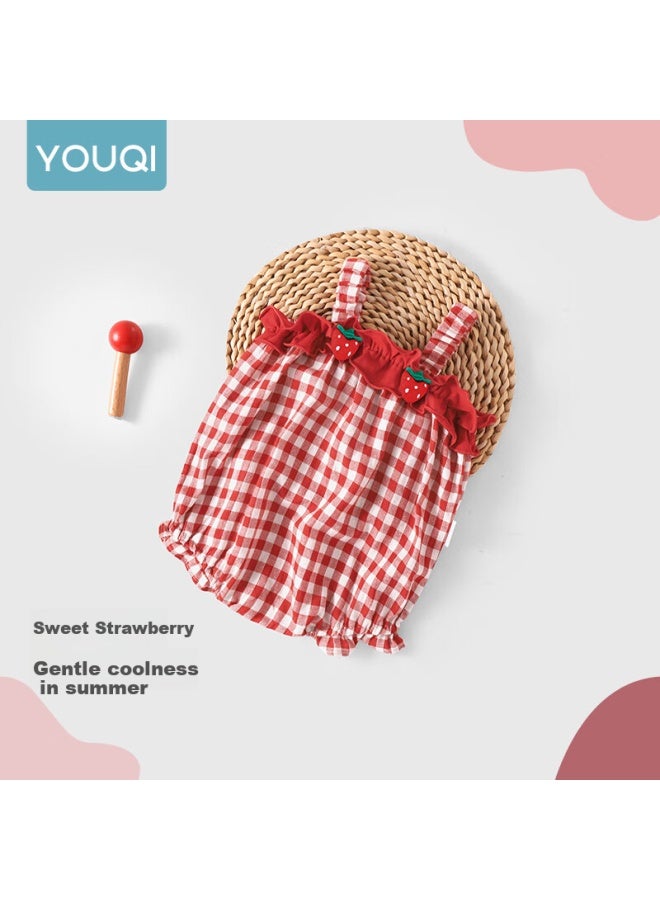 Youqi Yooqi Baby Girl Summer Ultra-Thin Sleeveless Sling Romper Toddler Thin Vest Climbing Suit - Image 1