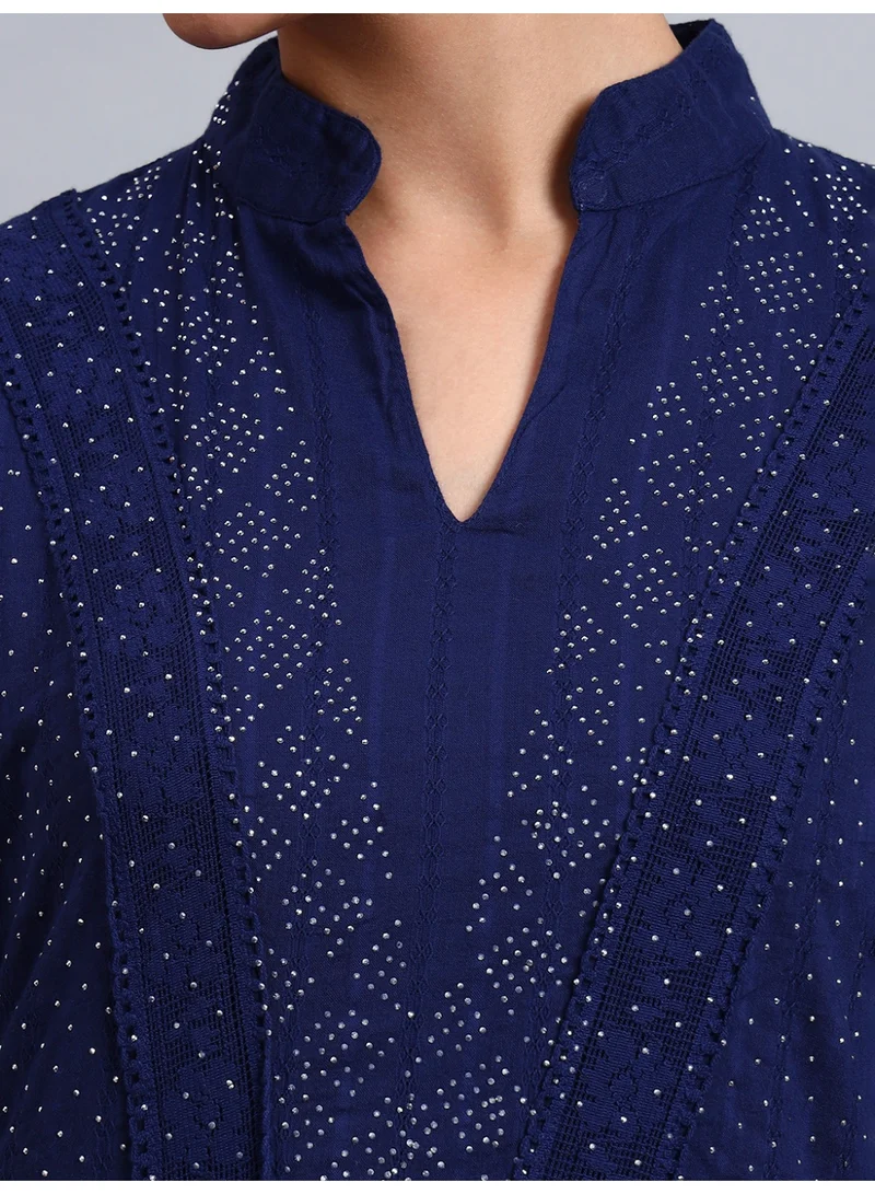 Alaya Women's Cotton Jalabiya with Mirror Work-AL4051