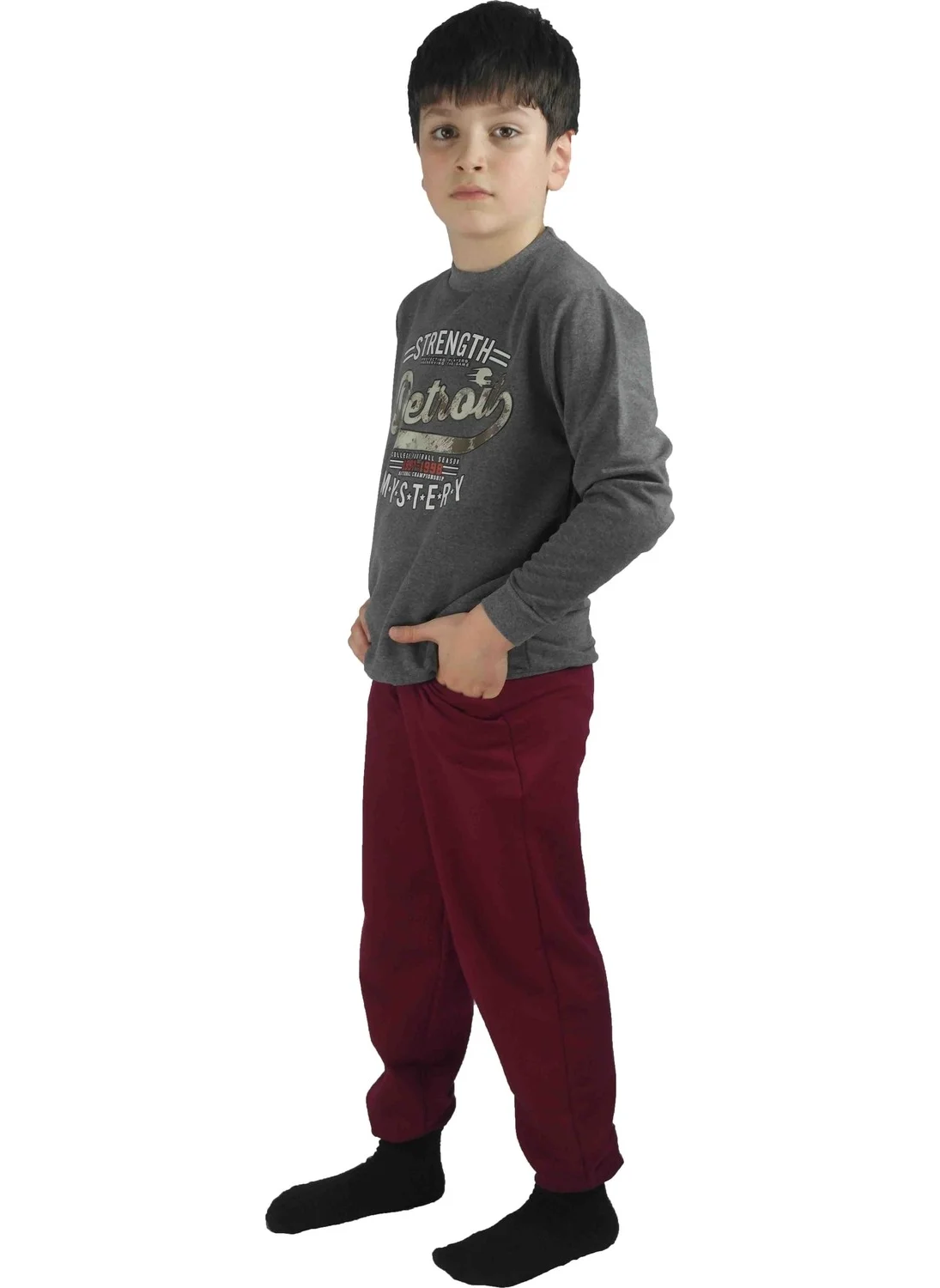 Bluence Men's Waiter Printed Anthracite Cotton Tracksuit Set