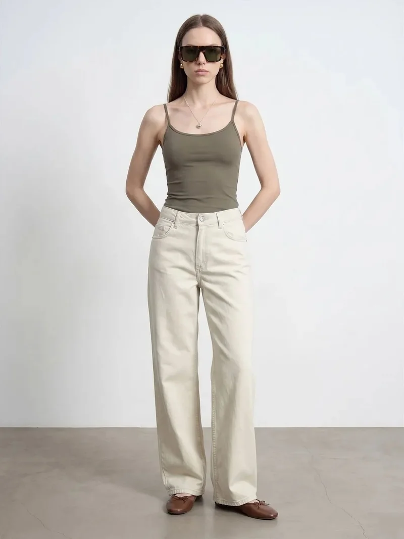 ديلفين Dilvin High-Waist Wide-Leg Denim Jeans