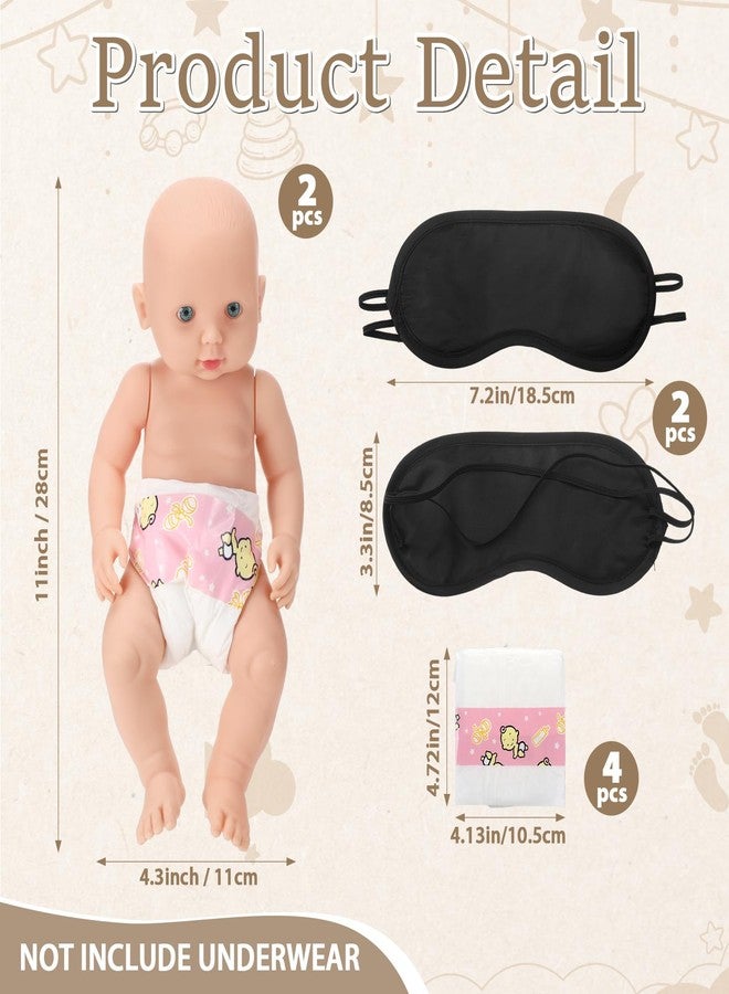 Lineshading 9 Pcs Baby Shower Diaper Changing Game Supplies including Baby Dolls Blindfold diapers wooden sign Changing Race Game party favor (Star,Brown) - Image 3