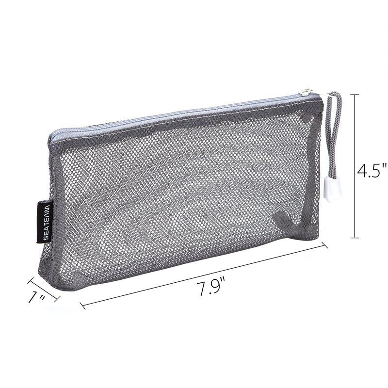 Sea Team 6pcs Multicolored Portable Travel Toiletry Pouch Nylon Mesh Cosmetic Makeup Organizer Bag with Zipper - Image 5