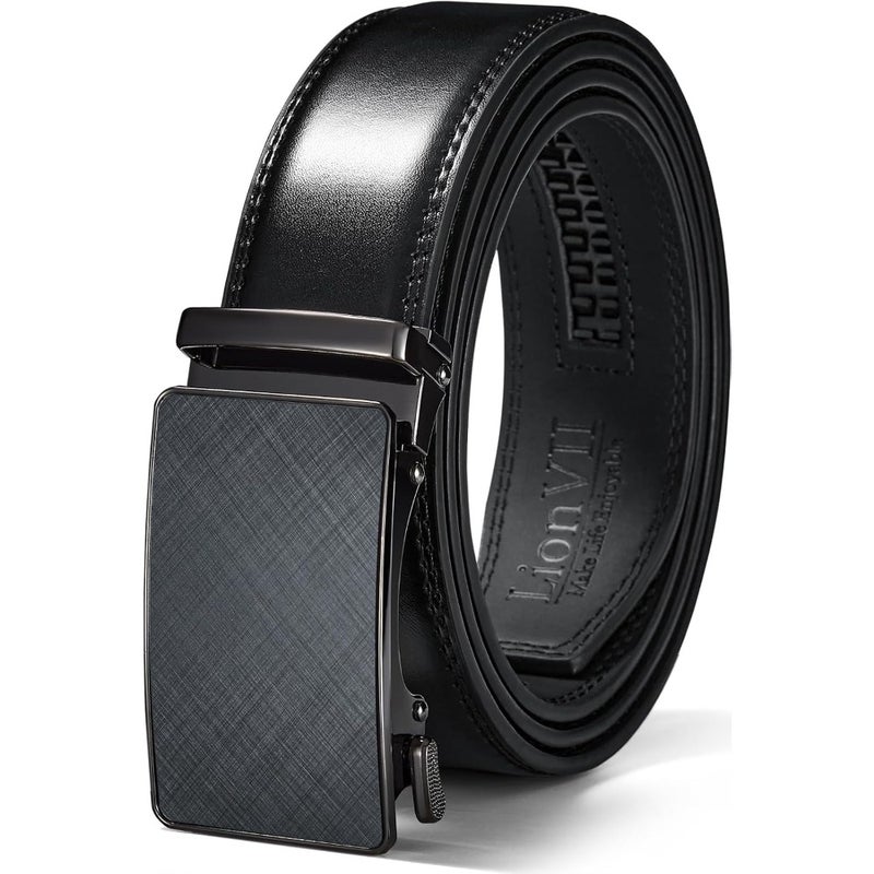 LionVII Mens Genuine Leather Belt, Ratchet Buckle, Trim to Fit 29-50" Waist - Image 1