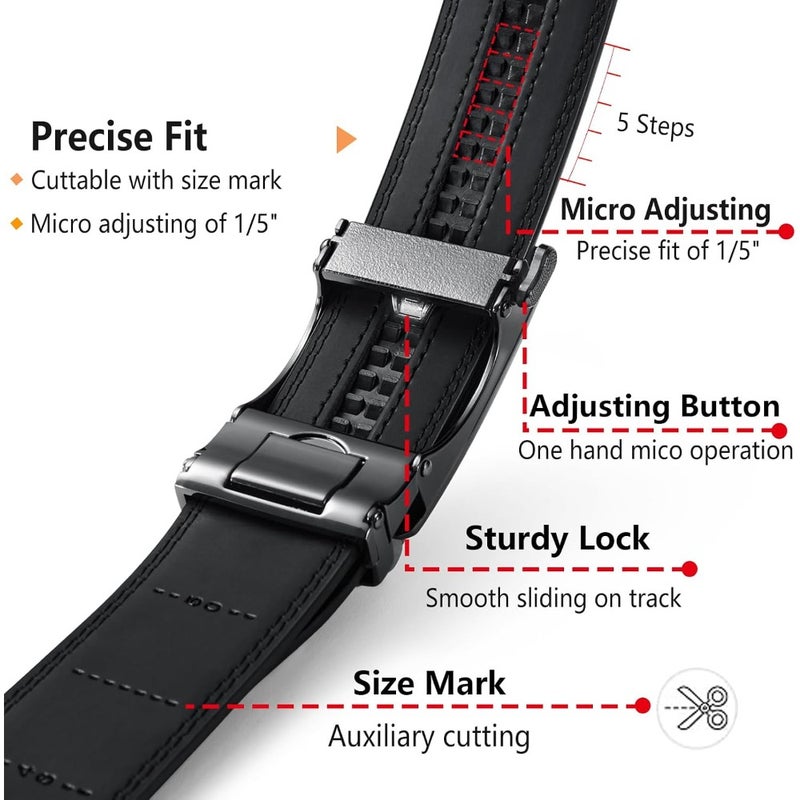 LionVII Mens Genuine Leather Belt, Ratchet Buckle, Trim to Fit 29-50" Waist - Image 4