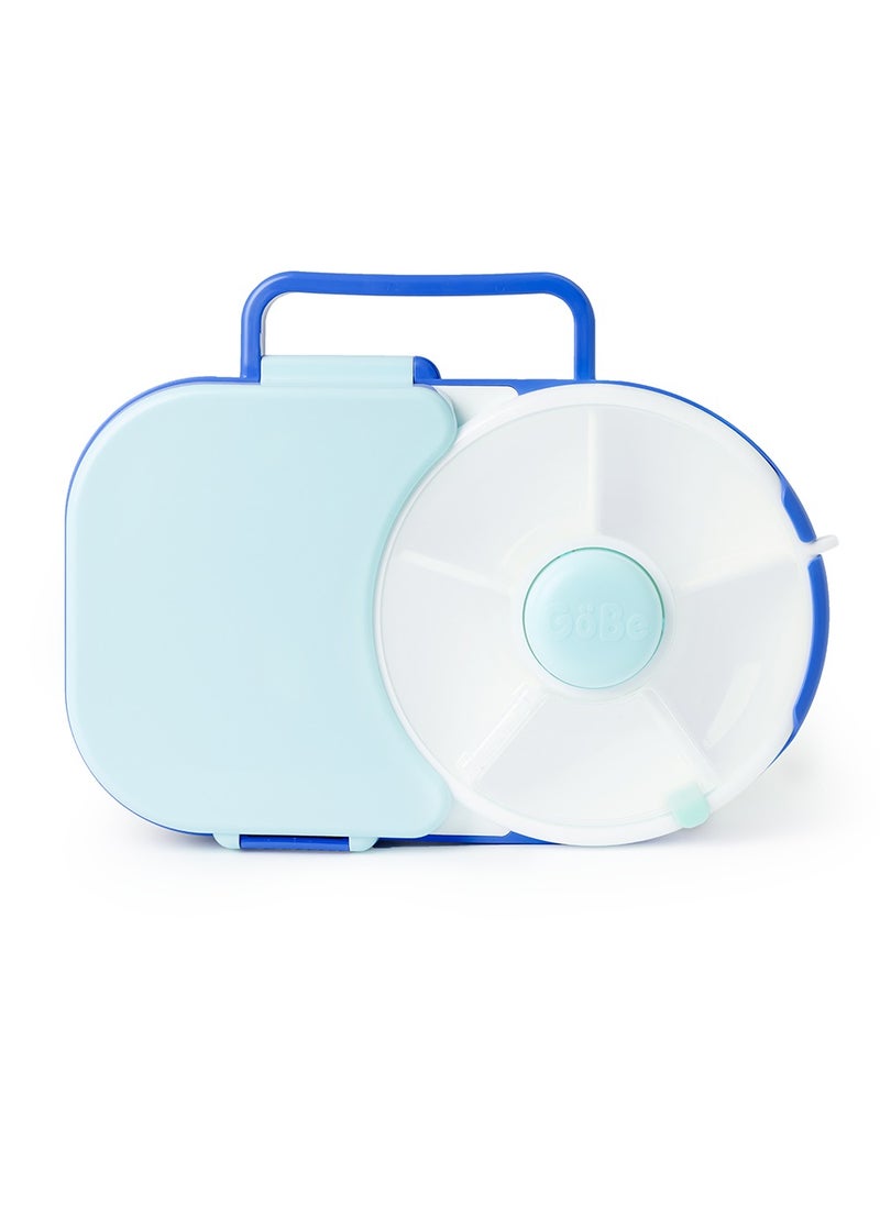 GoBe Kids Lunchbox with Detachable Snack Spinner, Bundle with Hand Strap & Sticker Sheet, Reusable Bento Style Lunch Container, 5 Small + 1 Large Sandwich Compartment, BPA & PVC Free, Dishwasher Safe