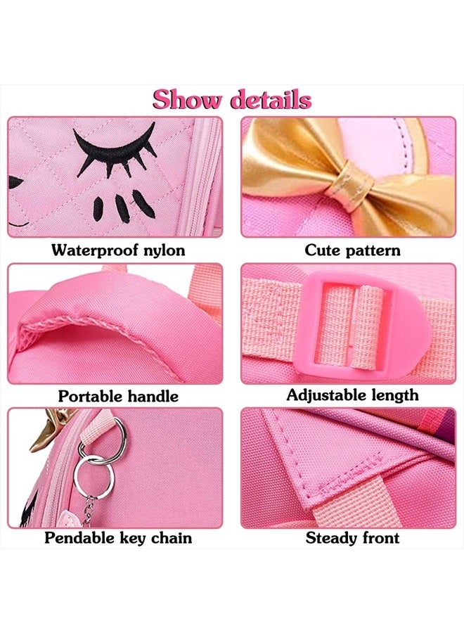 FEWOFJ Cute Cat Face Backpacks for Teen Girls, Kids Backpack for Toddler Girl Preschool Bookbags Elementary School Bags - Pink  - Image 5