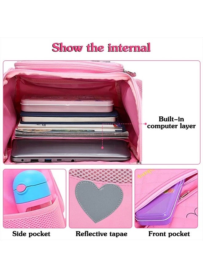 FEWOFJ Cute Cat Face Backpacks for Teen Girls, Kids Backpack for Toddler Girl Preschool Bookbags Elementary School Bags - Pink  - Image 3
