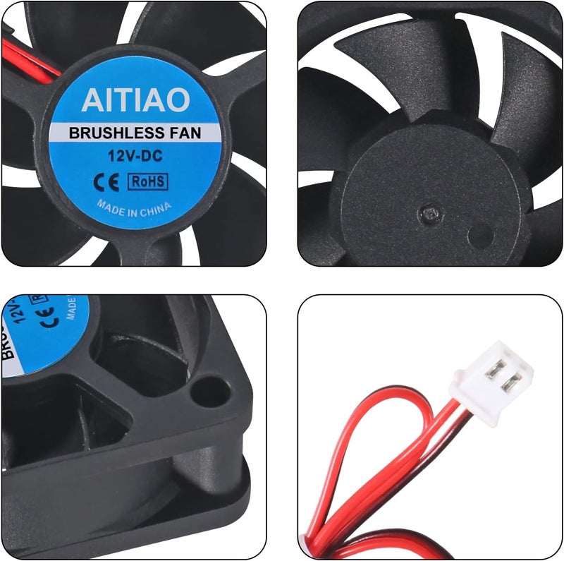 AITIAO 4Pcs 5020 Brushless Cooling Fan Computer Case Fan DC 12V 50mm 50mm 20mm Quiet Muffin Fan Oil Bearing High Speed Cooling Fan for 3D Printer CPU Coolers DIY Cooling Ventilation Projects - Image 3
