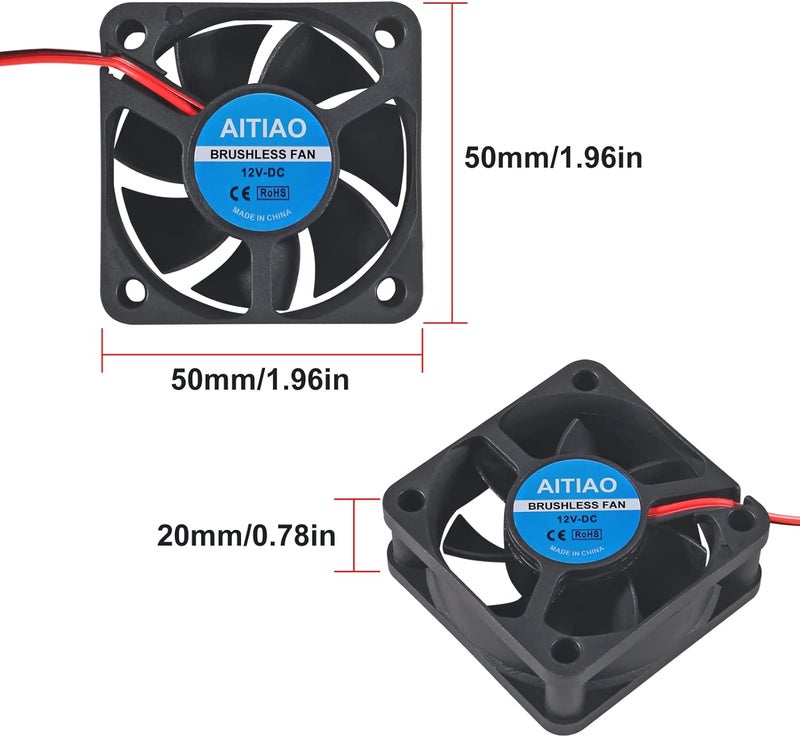 AITIAO 4Pcs 5020 Brushless Cooling Fan Computer Case Fan DC 12V 50mm 50mm 20mm Quiet Muffin Fan Oil Bearing High Speed Cooling Fan for 3D Printer CPU Coolers DIY Cooling Ventilation Projects - Image 2