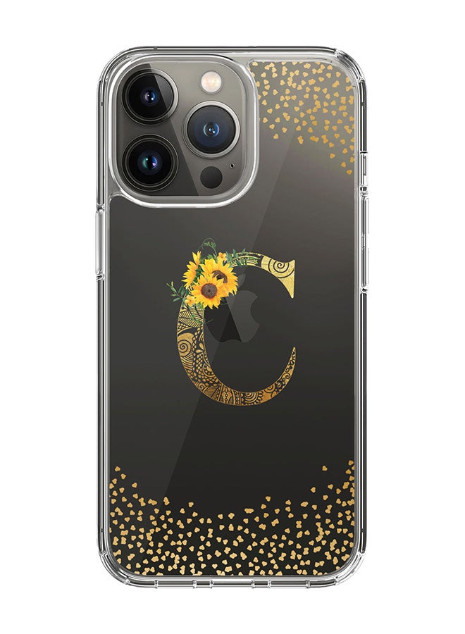 Stylizedd Classic Clear Case For iPhone 14 Pro, Hybrid Soft Case Cover- Custom Monogram Initial Letter Mandala Floral Pattern Alphabet - C(Transparent) - Image 1