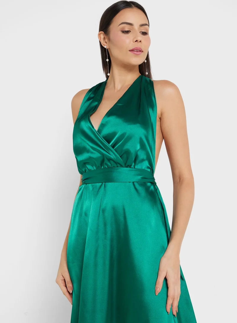 ELLA Emerald Halter Gown Dress