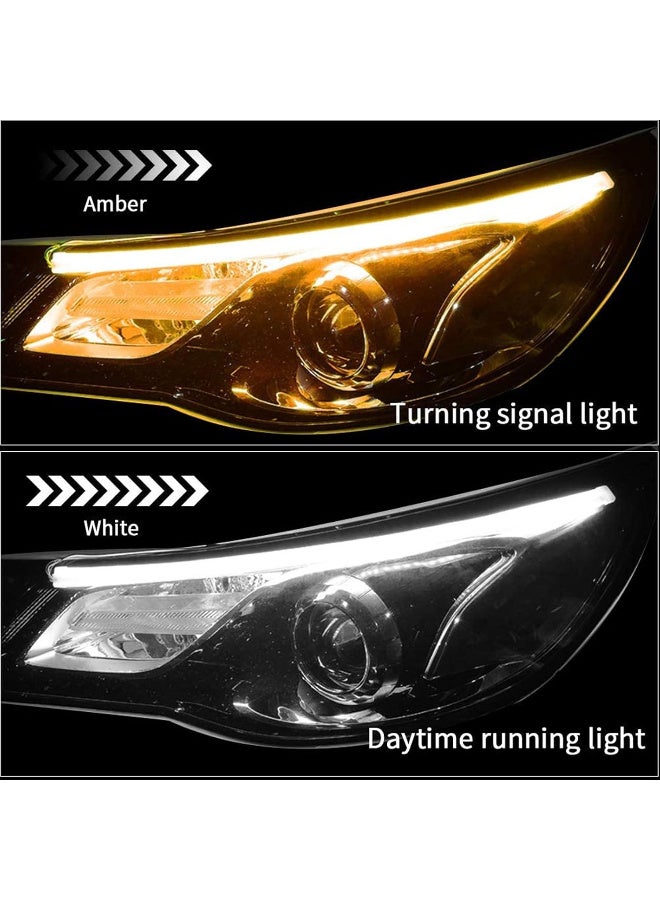 Dual Color LED Car Strip Light 60 cm White Daytime Running Light with Flowing Amber Turn Signal  - Image 4