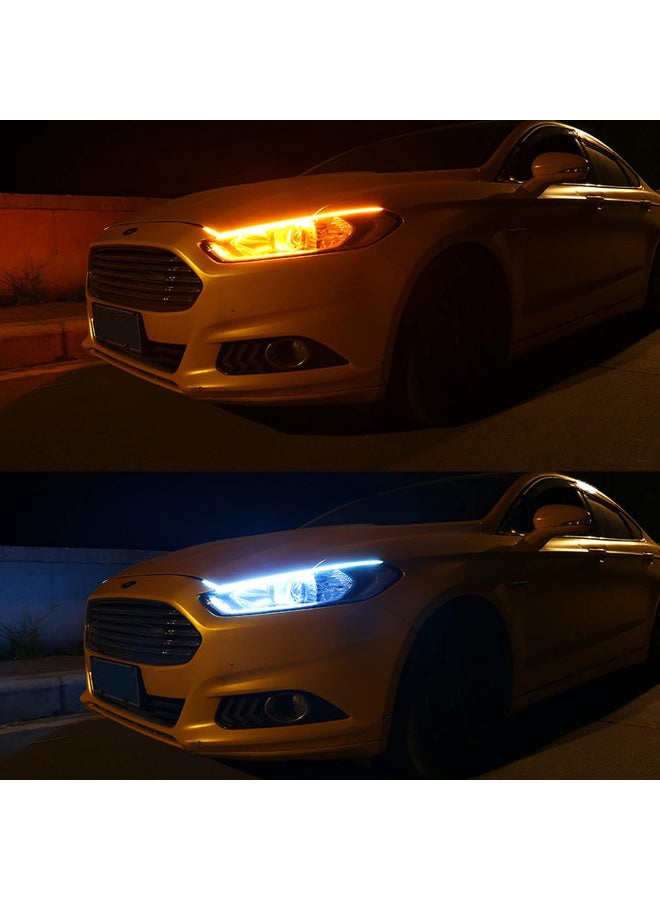 Dual Color LED Car Strip Light 60 cm White Daytime Running Light with Flowing Amber Turn Signal  - Image 3