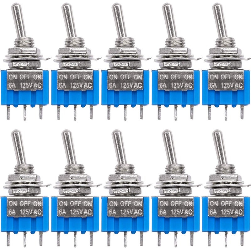 Taiss 10Pcs SPDT Mini Toggle Switch 3 Pin 3 Position ON/Off/ON Miniature Toggle Switches AC 125V/6A Toggle Switch MTS-103 - Image 1