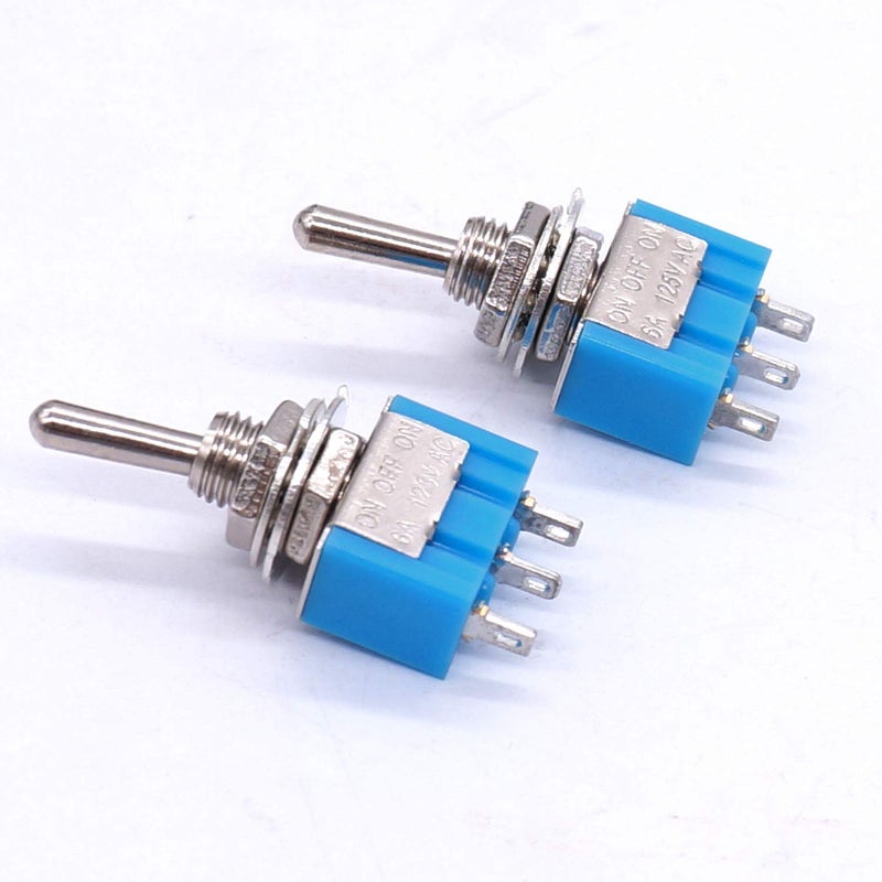 Taiss 10Pcs SPDT Mini Toggle Switch 3 Pin 3 Position ON/Off/ON Miniature Toggle Switches AC 125V/6A Toggle Switch MTS-103 - Image 2